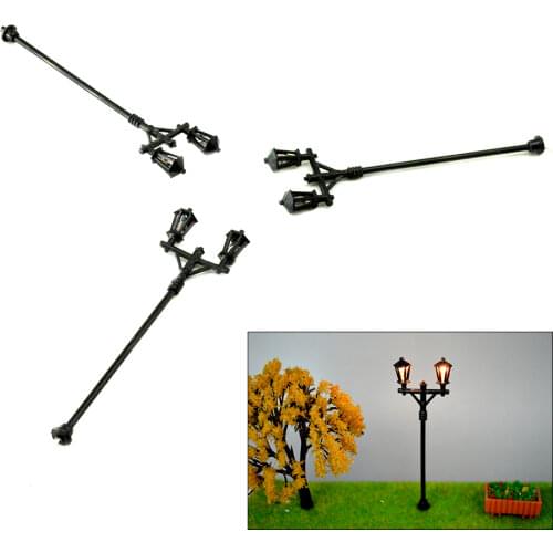 20pcs Model Lamppost Street Lights Double Heads Scale Model Garden Lamp For Miniature Diorama Patio Making Layout Toys