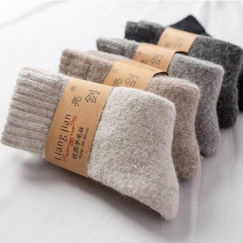 2020 Super Thicker Soild Socks Merino Wool Rabbit Socks Against Cold Snow Russia Winter Warm Funny Happy Men And Women Socks