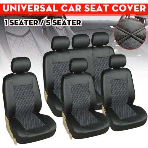 9Pcs 5 Seater Car Front Seat Cover Cushion PU Leather Seat Cushion Waterproof Gray/Black Universal For Ford/Passat/BMW/Toyota