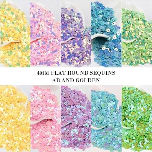 Glitter Sequins 4mm Flat Round Golden AB Colors Loose Sequins Paillettes Decoration for Wedding Craft Garment Lentejuelas