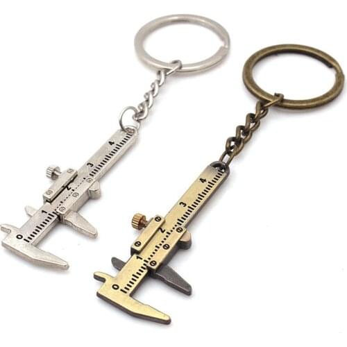 Cute Mini Movable Vernier Caliper Keychain For Women Simple Design Silver Color Calipers Keyring Car Bagy Key Chain Jewelry A913