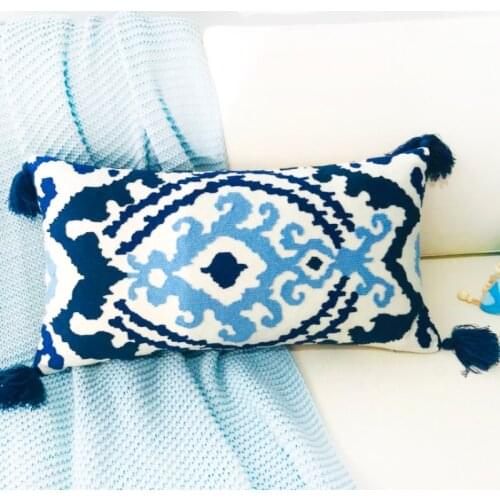 Bohemian Cushion Cover Embroidery Pillow Case Colorful Floral Ethnic Pillow Covers Decorative Tassels Boho Pillow Cover 30x60cm