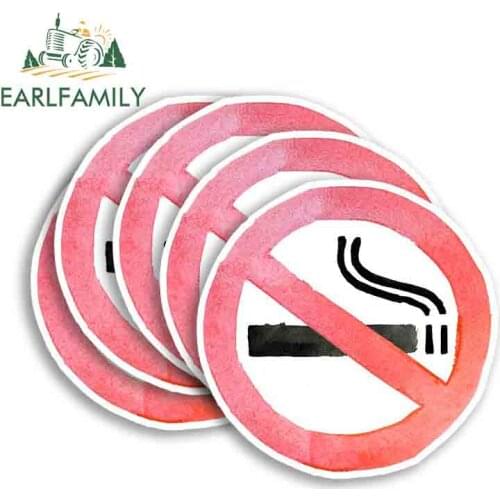 EARLFAMILY 13cm 5Pcs No Smoking Sign Car Stickers Vinyl Car Refrigerators Decal Funny Camper Windows Trunk Decals Decor