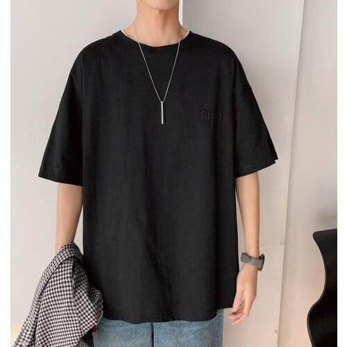 Short Sleeve Black White Loose T Shirt MenS 2021 Summer Classic Solid Tshirt Top Tees Casual Clothes Plus OverSize M-5XL O NECK