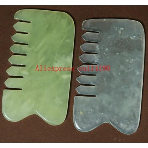 Hot Natural Jade Stone Guasha Gua Sha Board Comb Shape Massage Hand Massager Relaxation Comb Health Care Healthy Beauty Tool