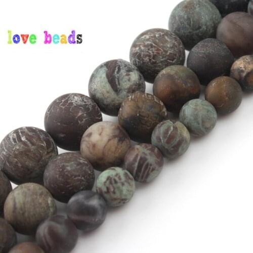 Natural Matte Stone Beads 6/8/10mm Dull Polish Snakeskin Japsers Brown Round Beads for Jewelry Making DIY Bracelet Necklace 15