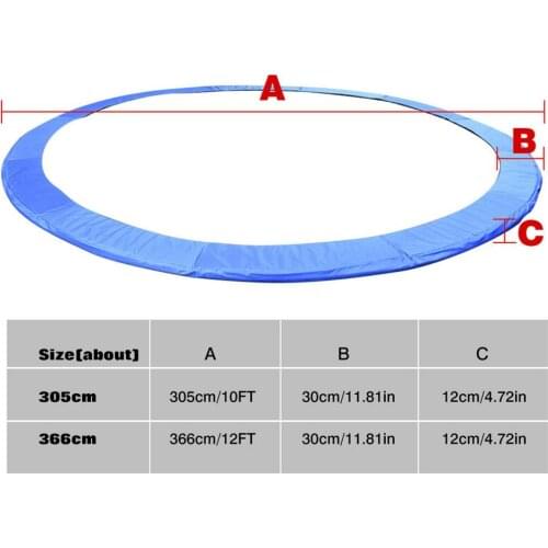10-12 feet PVC Round Trampoline Replacement Safety Pad Spring Cover Long Lasting Trampoline Pad Edge Protection Cover 3.05-3.66M