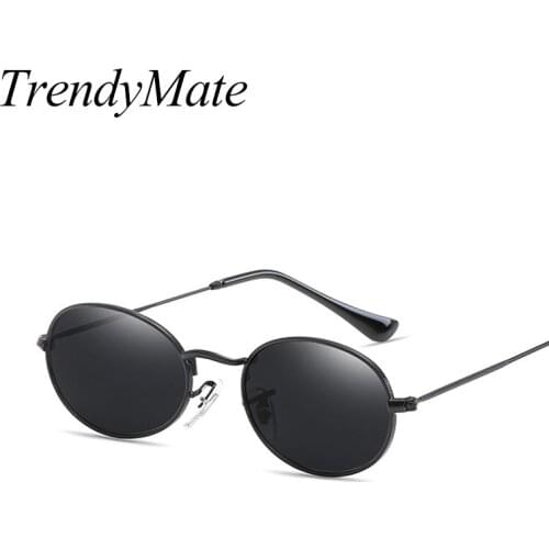 Small Oval Sunglasses Women Retro Red Eyewear Vintage Glasses Gold Metal Frame Mirror Points Round Rose Gold Sun Glasses 1511T