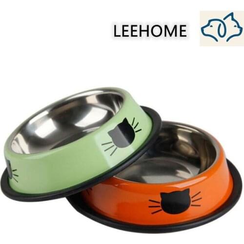 Thick Non-slip Cat Dog Food Bowl Foods Utensils Single Stainless Steel Pet Bowls For Cats And Puppies