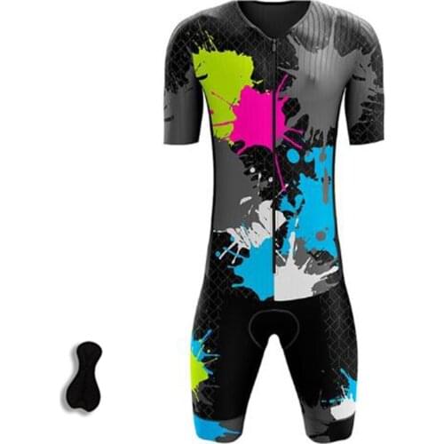 Mens Triathlon Cycling Sportswear Professional Outdoor Cycling Jersey Summer Short Sleeve Jumpsuit Tight Set Cycling Jersey