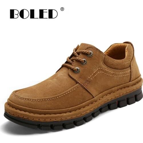 Natural Cow Leather Lace-up Men Shoes High Quality Vintage Ankle Men Boots Autumn Safety Waterproof Shoes Men Dropshipping