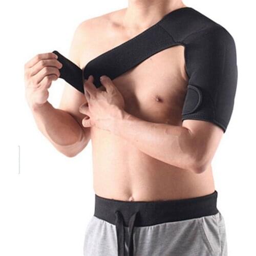 Men Adjustable Black Shoulder Brace Support Belt Left Right Single Shoulder Joint Sport Gym Compression Guard Protect