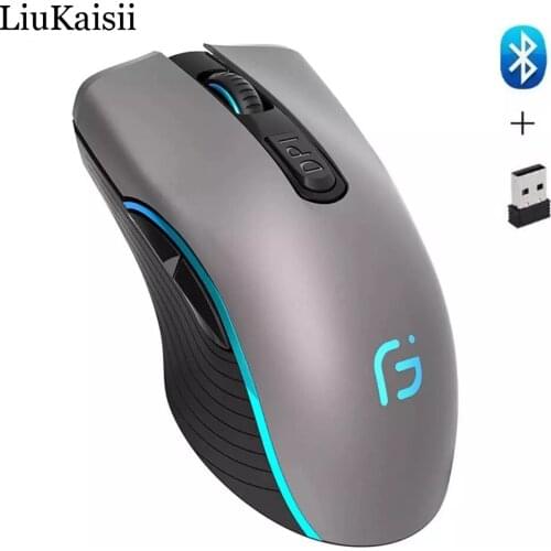 Wireless Computer Mouse Rechargeable Mouse Gaming Bluetooth 4.0+ 2.4Ghz 2 In 1 2400DPI Ergonomic Portable Optical Mice for PC