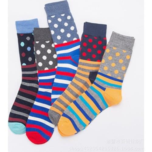 2018new men/women color cotton happy sock dots stripes pattern harajuku designer brand fashion high quality hip hop funny sokken