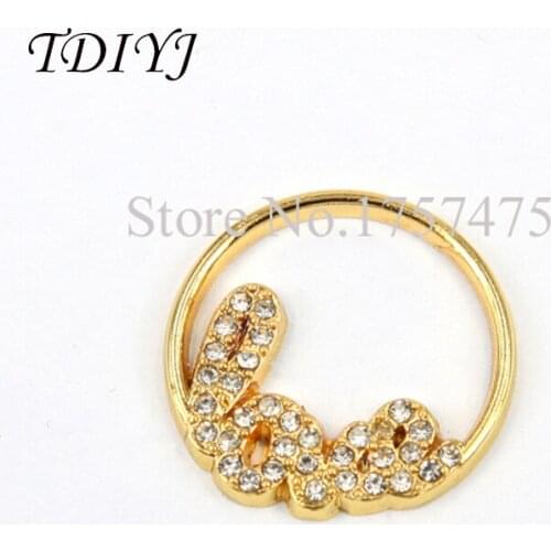 TDIYJ Newest 22mm Gold Alloy Love Window Plate Floating Charms fit 30mm Glass Memory Locket for Women Pendants 10pcs/lot