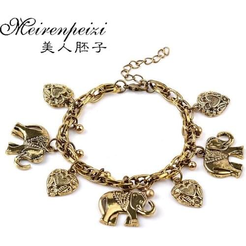 New Lucky Animal Heart Charm Vintage Bronze Infinity Bracelet Handmade Bangle For Men Women Gift drop shipping bracelet