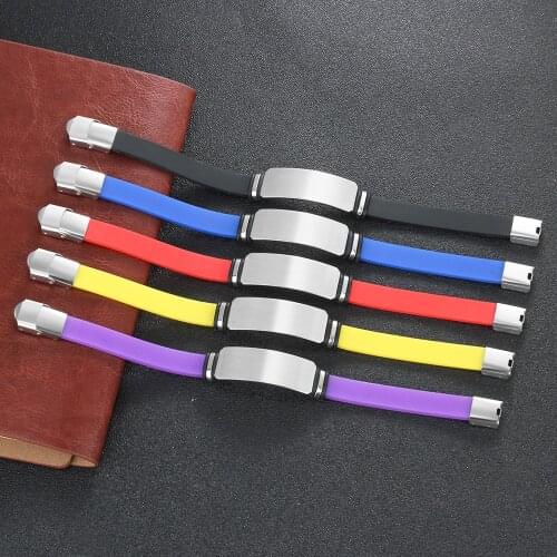 Personalized Medical Alert ID Bracelets & Bangles Custom Emergency Reminder Stainless Steel Tag Silicone Wristband For Women Men