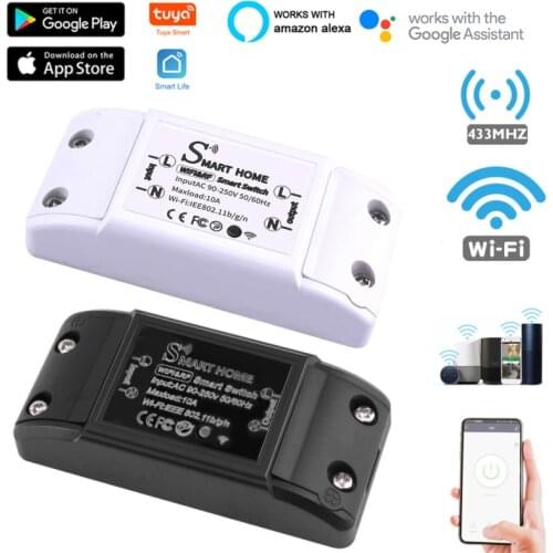 WiFi+RF 433 Remote Control Tuya WIFI Smart Switch Module Four Control Methods Support Google Home Alexa