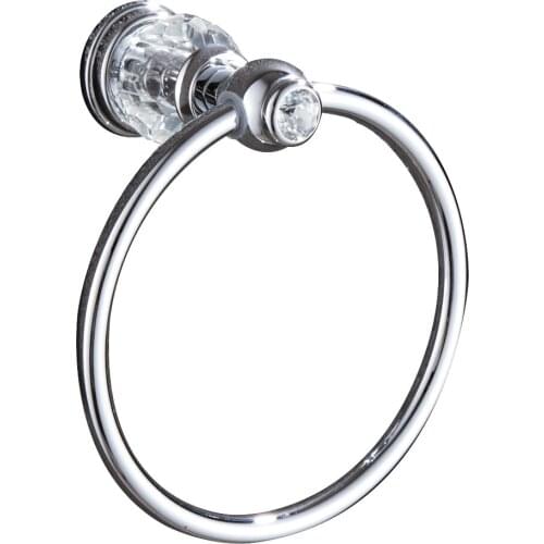 Luxury Gold Towel Rings Crystal&Solid Brass Towel Rack Round Base Towel Holder Antique Polished Towel Bar Bathroom Accessories