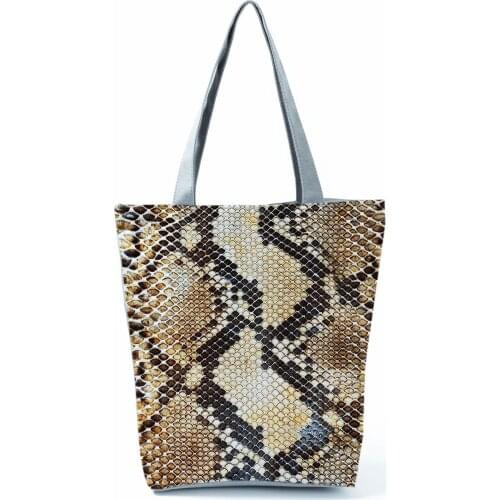 Serpentine Printed Handbag Fashion Women Shoulder Bag High Capacity Eco Reusable Shopping Bag Foldable Beach Tote Custom Pattern