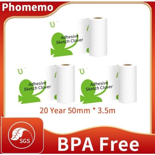Phomemo Self-adhesive Thermal Paper Roll Clear Printing for Phomemo M02/M02S/M02Pro Mini Printer Printable Sticker Label Paper