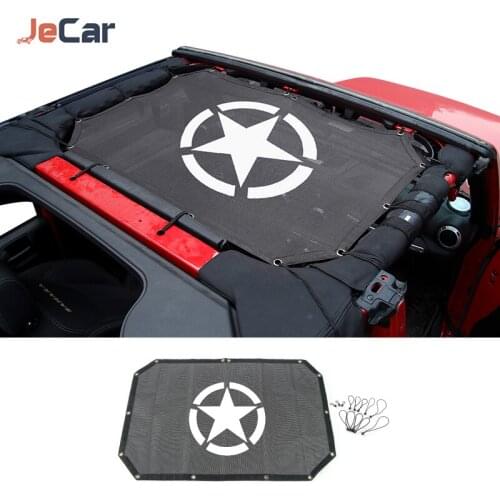 Car Front Roof Mesh Top Sunshade Cover UV Sun Shade Mesh Accessories for Jeep Wrangler JK 2007-2017