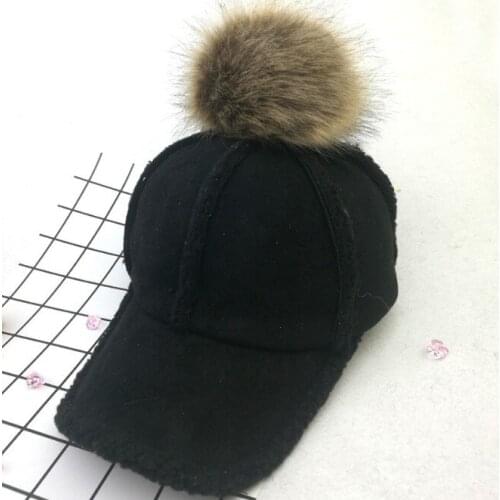 New Winter Baby Hat with Pompom Wool Autumn Baby Girl Hat Adjustable Fur Ball Baby Boy Cap Kids Accessories for 2-6 Years 1PC