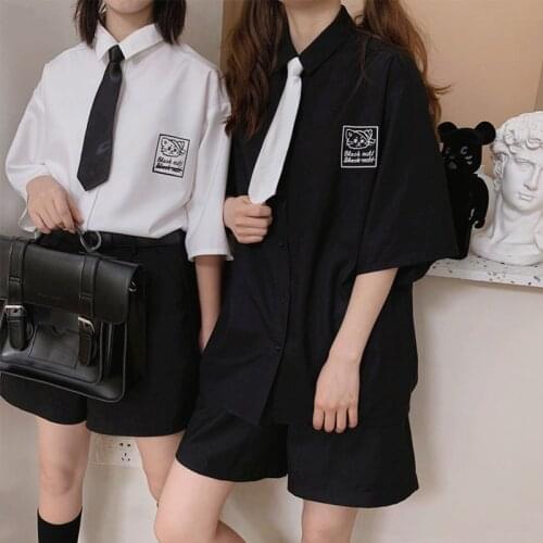 Japanese Style School Uniforms for Men Women Unisex University Academy Top Summer Short Sleeve Shirt Shorts Capris Skirts Sets