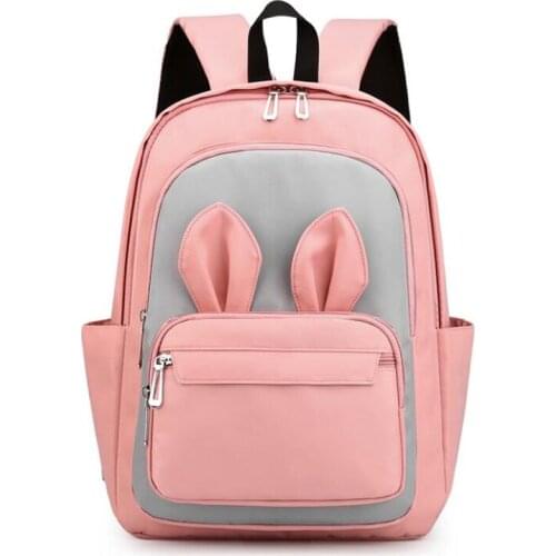 School-Bag Mochila Rabbit Ear Backpack Orthopedic Primary Back Pack Girls Korean Fashion With Cute 3D Cartoon Bookbag Waterproof
