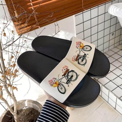 Women slipper Aesthetic Bicycle Printed Korean version Harajuku Lady slippers Comfort Women shoes Casual Slippers Ladies