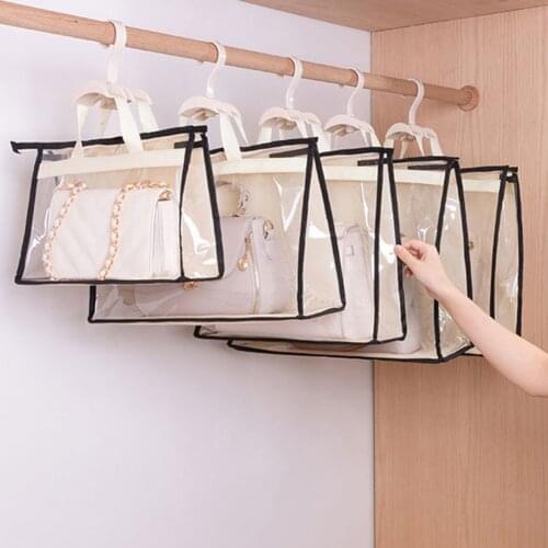 Handbag Dust Storage Organizer Dust Cover Transparent Breathable Anti-dust Women Purse Wardrobe Hanging Toiletry Storage Bag