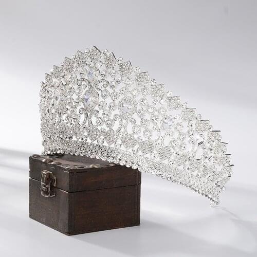 Queen Big Crown Crystal Bridal Jewelry Tiaras Baroque Rhinestone Pageant Diadem Dubai Jewelry Party Weddings Hair Accessories