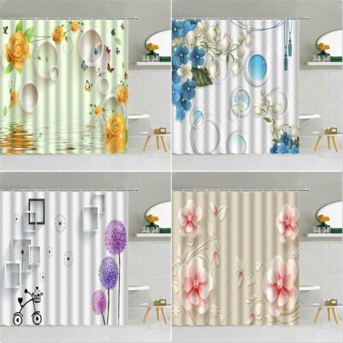3D Three-Dimensional Flower Butterfly Dandelion Shower Curtain Fabric High Quality Bathroom Supplies With Hooks Cloth Curtains