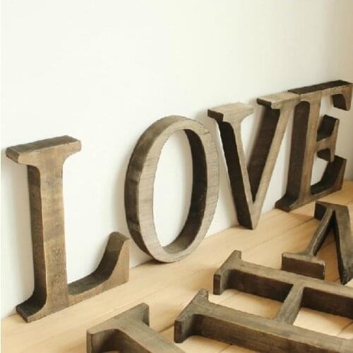 Height 30cm Vintage wood English letter retro creative alphabet numbers Home bar coffee wedding decoration craft