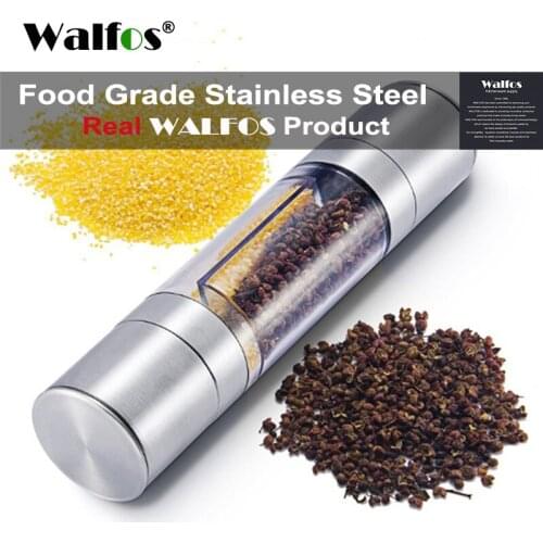 WALFOS Pepper Grinder 2 In 1 Stainless Steel Manual Salt Pepper Mill Seasoning Kitchen Tools Grinding For Cooking Restaurants