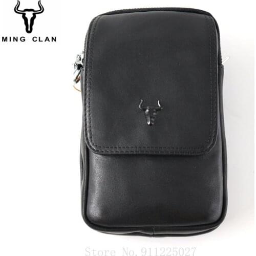 Xiaomi Fashion Mens Small Shoulder Bag Genuine Leather Wear Vertical Mobile Phone Belt Bag Multifunctional Mini Waist Pack