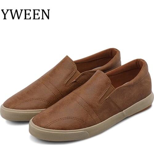 YWEEN Men Shoes Spring Summer PU Leather Shoes Men Lace-Up White Style Light Breathable Fashion Sneakers Men Vulcanized Shoes