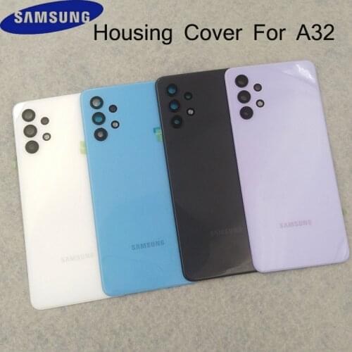 Samsung A32 Back Battery Cover Rear Door Housing Panel Case Repair Replacement Parts For Galaxy A325 With Camera Lens Frame+Logo