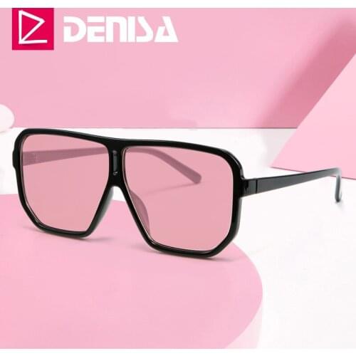 DENISA Brand Oversized Pink Sunglasses Women 2019 UV400 Fashion Glasses Big Black Square Sunglasses For Men gafas de sol G2093