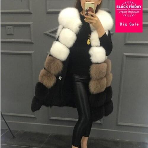 Winter Fashion Womens Faux Fox Fur Vest Coat Fake Fur Patchwork Waistcoat Female Sleeveless Mixed Colors Slim Fur Coat L1252