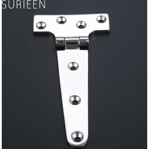 1Pc Marine Stainless Steel Yacht T Shape Hinges Strap Heavy Duty Storage Shed Garage Home Door Boats Deck Hardware 151x75x4.5mm