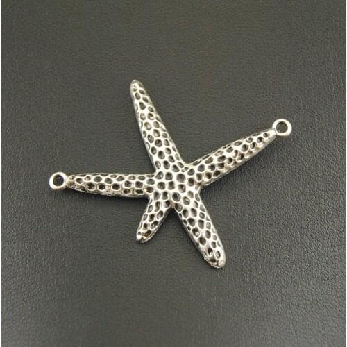 10pcs Silver Color Beach Alloy Metal starfish charms Pendant Diy Jewelry Findings Accessories 43x51mm A1246