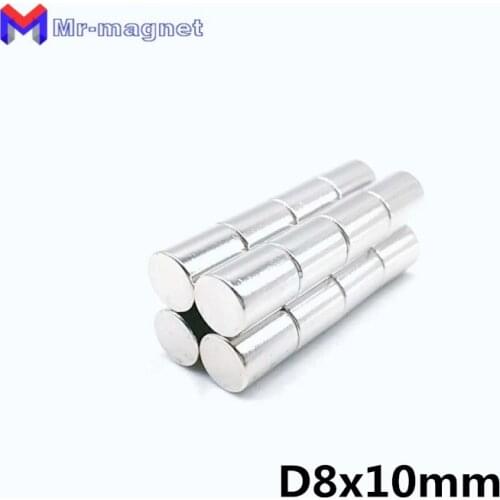 100pcs 8x10mm Neodymium Magnet Disc Permanent N35 Small Round Super Powerful Strong NdFeB Magnetic Magnets For Craft 8*10 D8x10