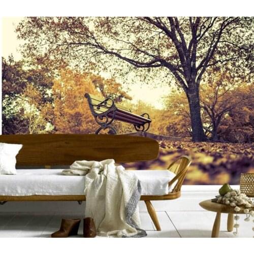 Custom 3D murals,Parks Autumn Bench Trees Nature papel de parede,hotel restaurant bar living room sofa TV wall bedroom wallpaper