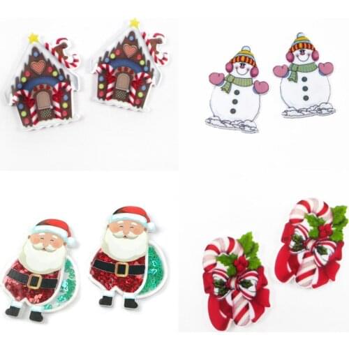 5pcs/lot Santa Claus Snowman Flatback Planar Resin DIY Festival Christmas Crafts Festival Party Home Decorations Accessories