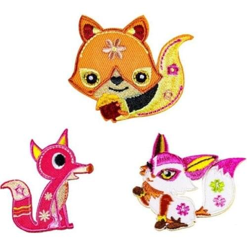 50pcs/Lot little fox Embroidery Patches Letters Clothing Decoration Accessories Diy Iron Heat Transfer Applique cute patch