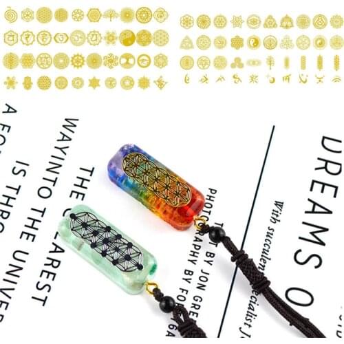 80Pcs Sacred Geometric Copper Orgonite Sticker Flower Life Tree DIY Energy Tower Pyramid Material Epoxy Resin Art Crafts