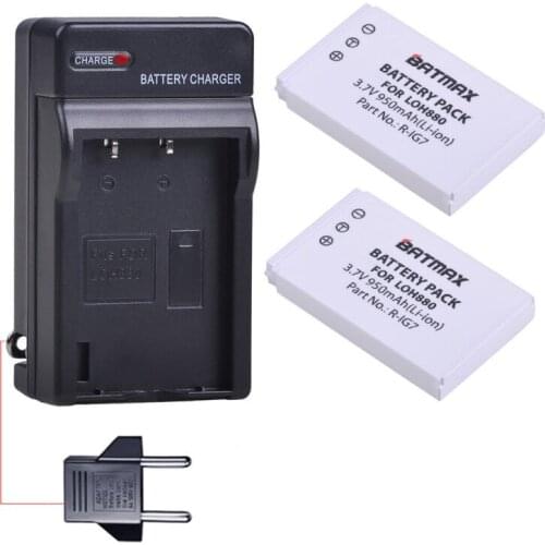 2Pc 950mAh R-IG7 Rechargeable Battery+Wall Charger for Logitech Harmony One LOH880 900 720 850 880 890 Pro H880 Universal Camera