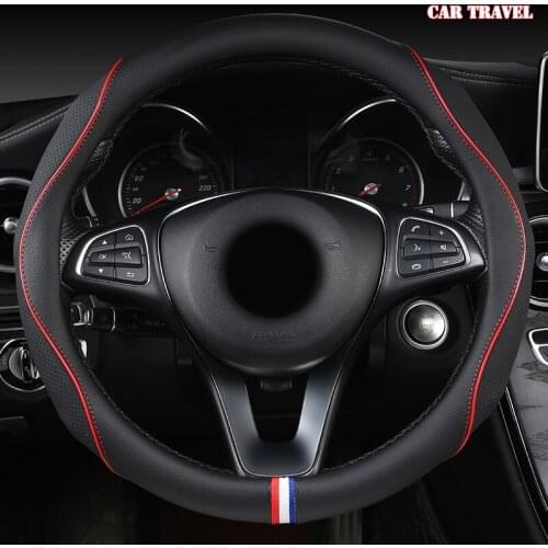 CAR TRAVEL Leather Car Steering Wheel Cover For Fiat 500 500X Ducato Grande Punto Tipo Panda Freemont Bravo Stilo