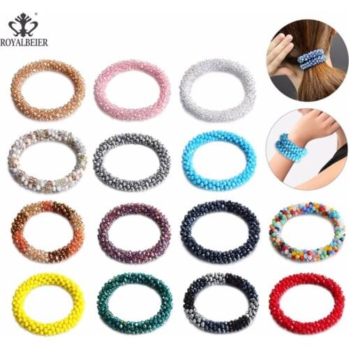 RoyalBeier Hot Popular Glass Beads Women Chakra Stones Bracelet Bohemia Buckle Rhinestone Charm Bracelets Wrap Bracelets Pulsera
